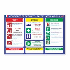 Panneau consigne de sécurité incendie, accident, évacuation