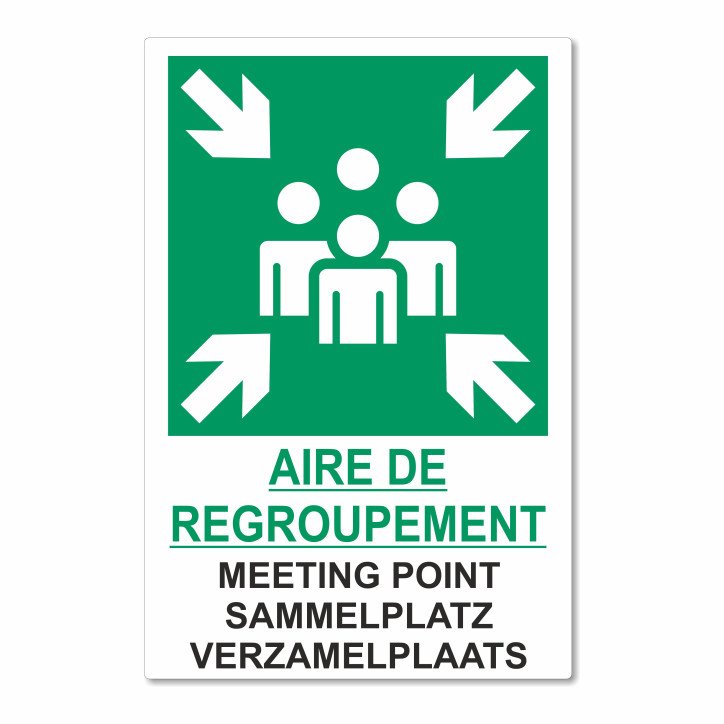 Panneau aire de regroupement en 4 langues Panneau aire de regroupement en 4 langues