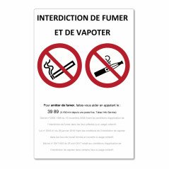 Panneau interdiction de fumer et de vapoter