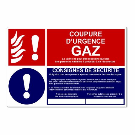 Panneau coupure d'urgence gaz