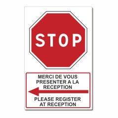 Panneau merci de vous présenter à la réception
