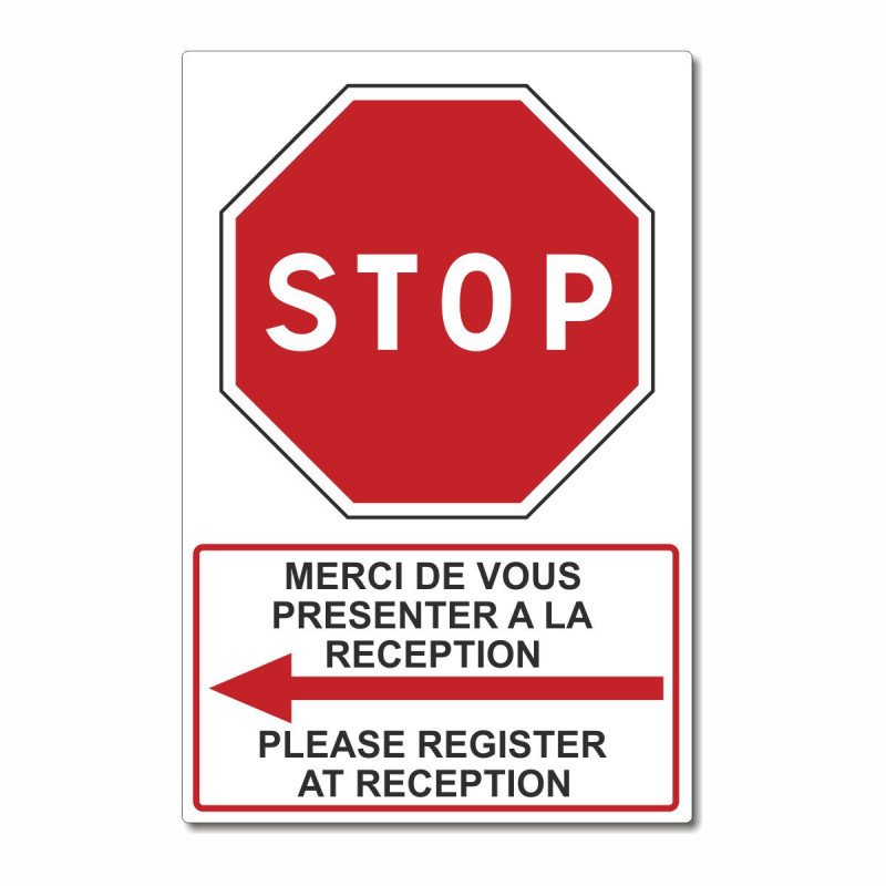Panneau merci de vous présenter à la réception