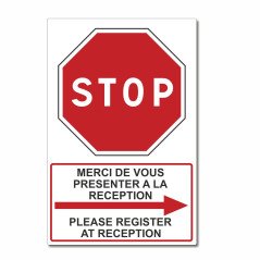 Panneau merci de vous présenter à la réception