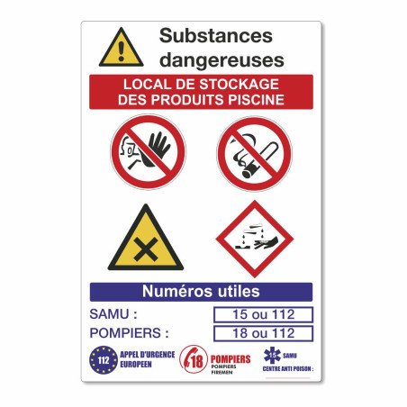 Panneau local de stockage produits piscine