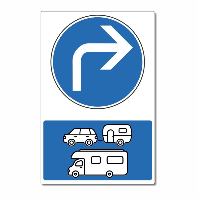 Panneau sens obligatoire pour caravanes et camping cars