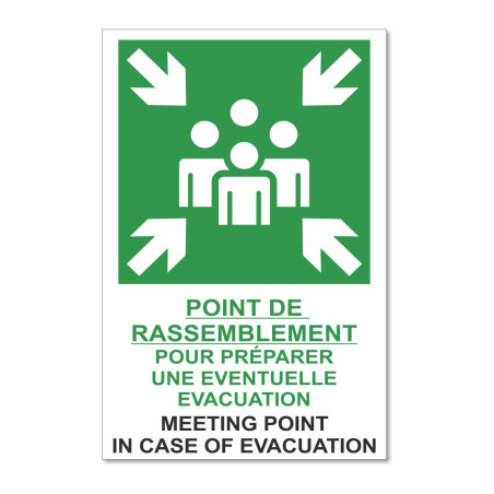 Panneau point de rassemblement pour préparer une éventuelle évacuation