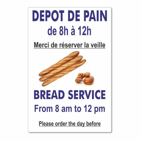 Panneau dépôt de pain sur mesure