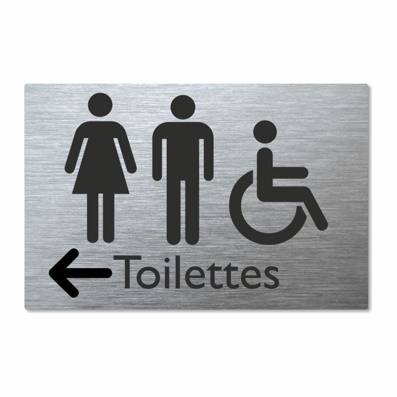 Panneau en métal brossé toilettes avec sens