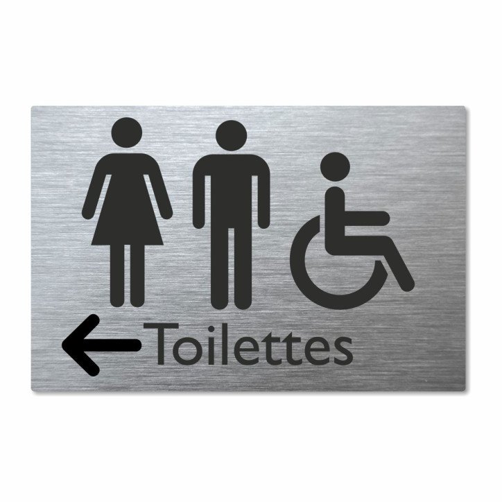 Panneau en métal brossé toilettes avec sens Panneau en métal brossé toilettes avec sens