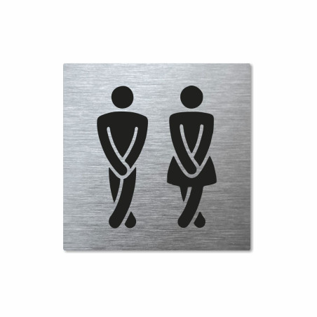 Panneau toilettes en métal brossé