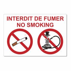 Panneau interdit de fumer chicha, cigarettes