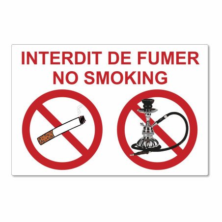 Panneau interdit de fumer chicha, cigarettes