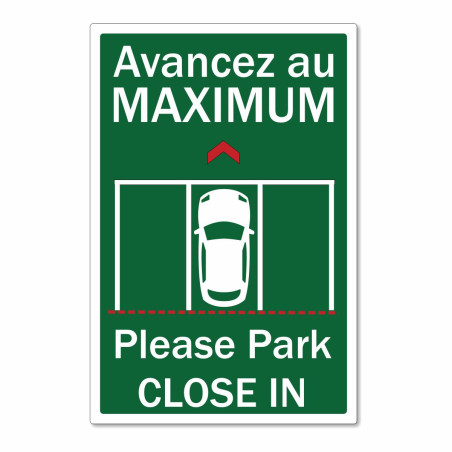 Panneau parking, avancez au maximum