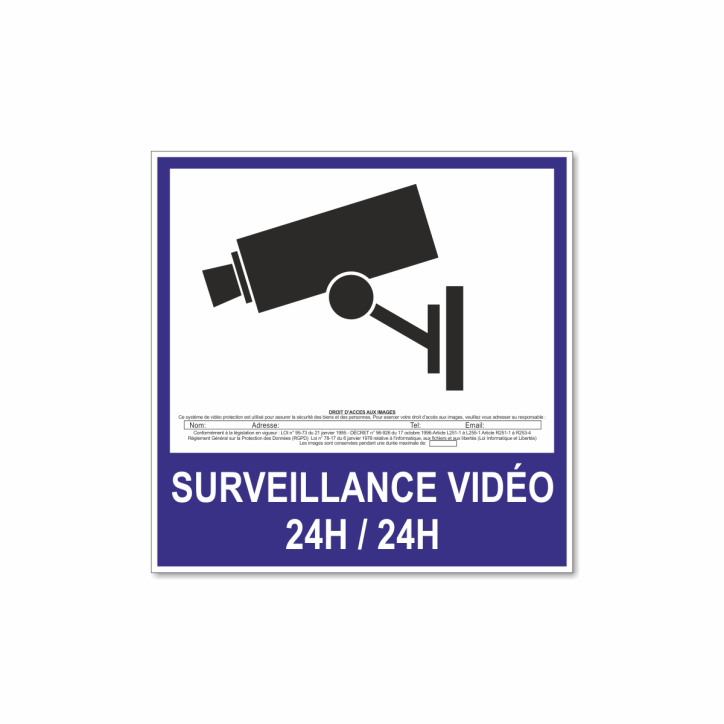 Panneau surveillance vidéo 24h sur 24 Panneau surveillance vidéo 24h sur 24