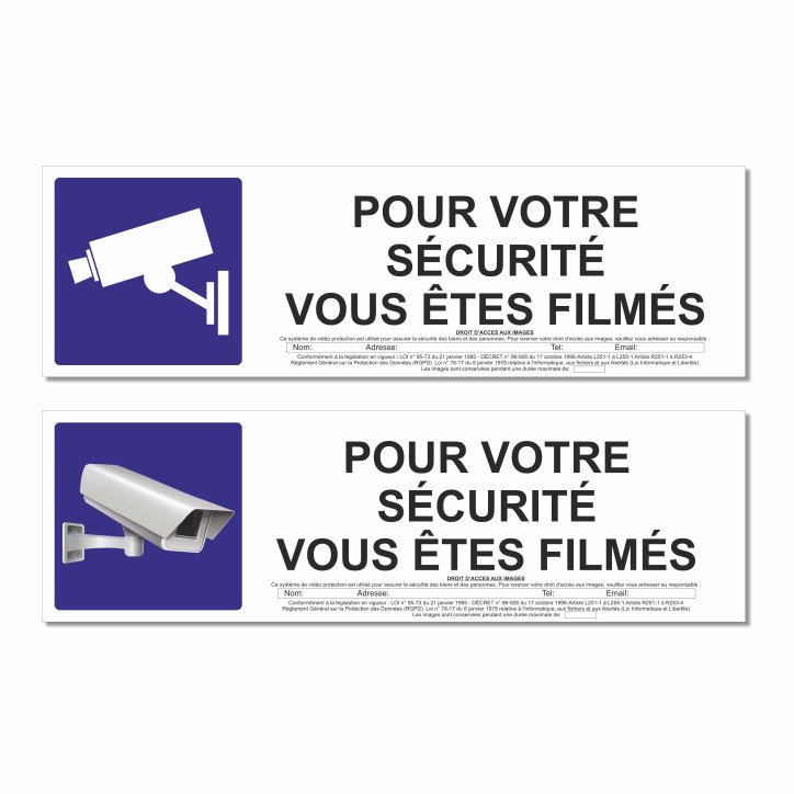 Panneau pour votre sécurité vous êtes filmés Panneau pour votre sécurité vous êtes filmés