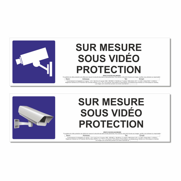 Panneau vidéo protection horizontal sur mesure Panneau vidéo protection horizontal sur mesure