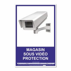 Panneau magasin sous vidéo protection vertical