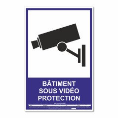 Panneau bâtiment sous vidéo protection vertical
