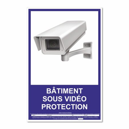 Panneau bâtiment sous vidéo protection vertical