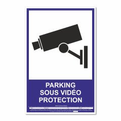 Panneau parking sous vidéo protection vertical