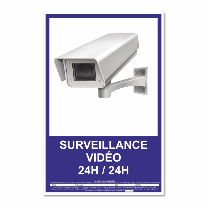 Panneau surveillance vidéo 24h sur 24 vertical Panneau surveillance vidéo 24h sur 24 vertical