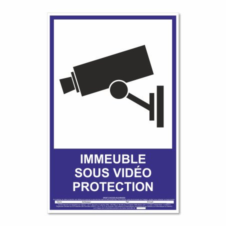 Panneau immeuble sous vidéo protection vertical