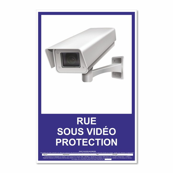 Panneau rue sous vidéo protection vertical Panneau rue sous vidéo protection vertical