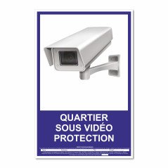 Panneau quartier sous vidéo protection vertical
