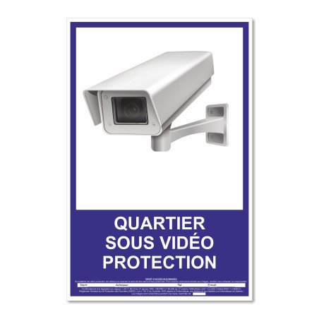 Panneau quartier sous vidéo protection vertical