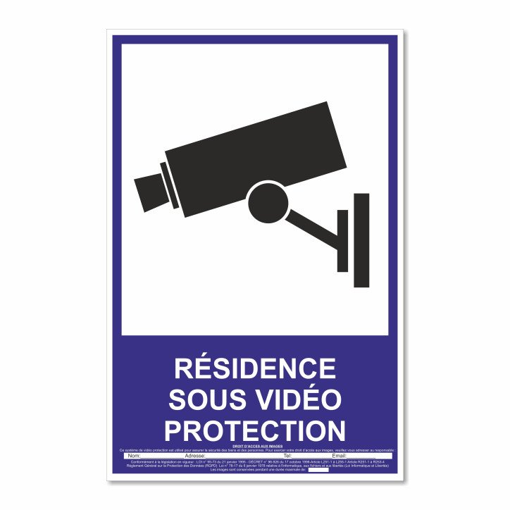Panneau résidence sous vidéo protection vertical