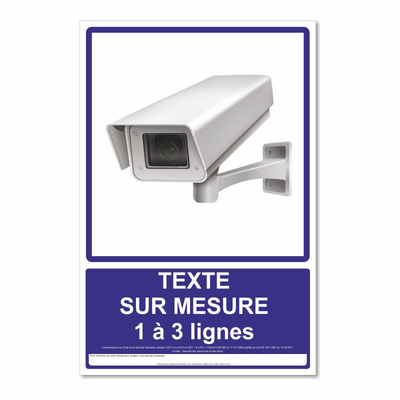 Panneau caméra de surveillance texte sur mesure