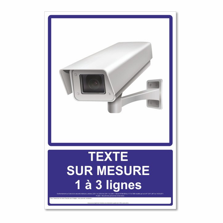 Panneau caméra de surveillance texte sur mesure Panneau caméra de surveillance texte sur mesure