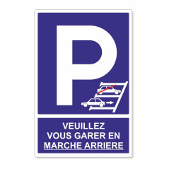Panneau veuillez vous garer en marche arrière