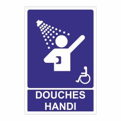 Panneau information douche PMR, hommes, femmes