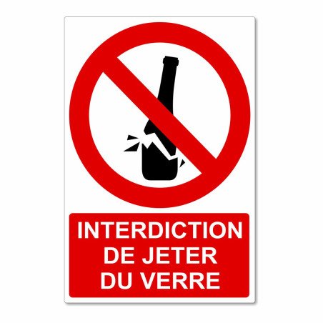 Panneau interdiction de jeter du verre