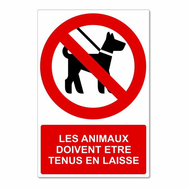 Panneau les animaux doivent être tenus en laisse Panneau les animaux doivent être tenus en laisse
