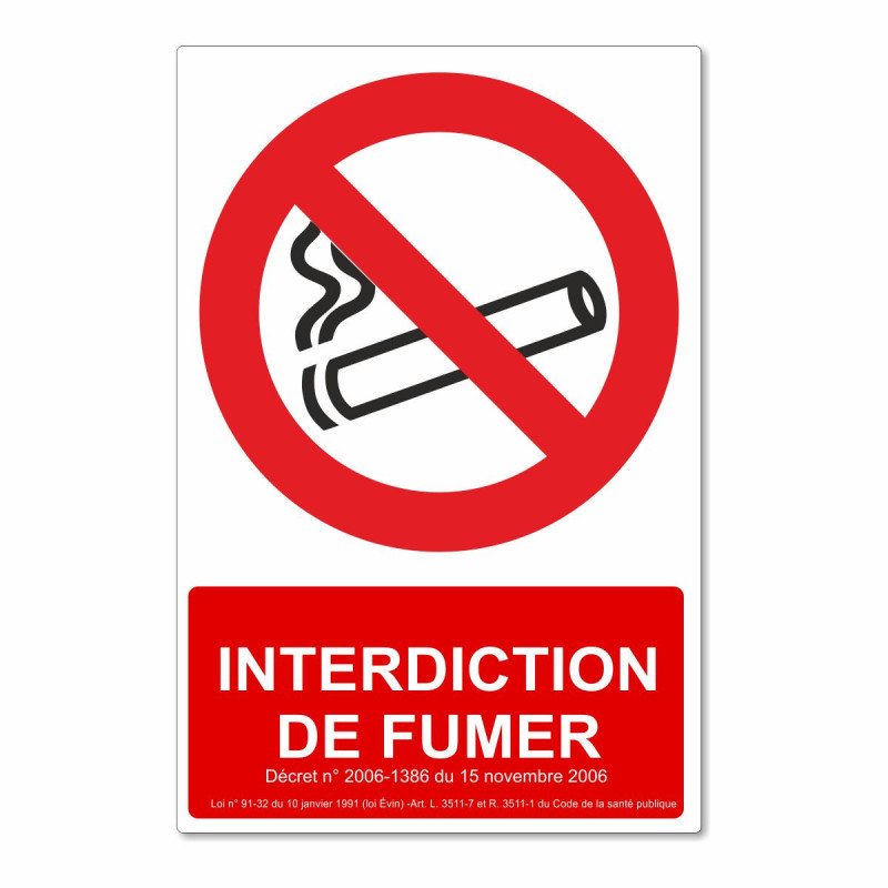 Panneau interdiction de fumer vertical