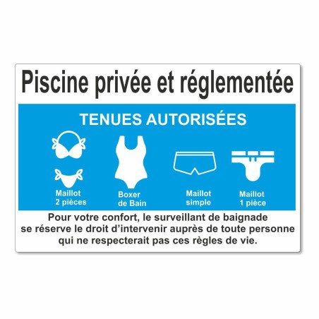 Panneau piscine privée réglementée