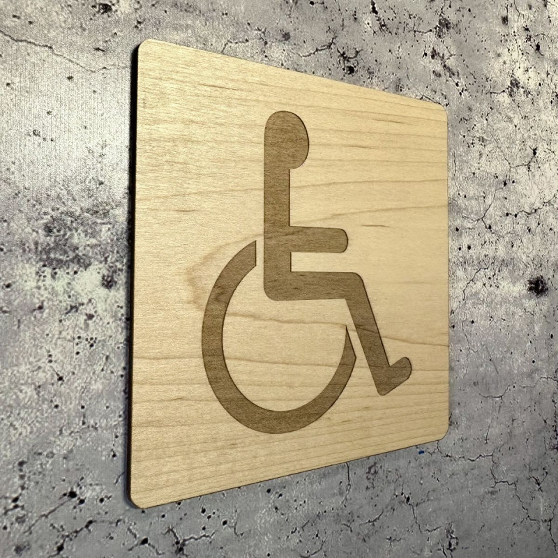 Plaque en bois gravure handicapés