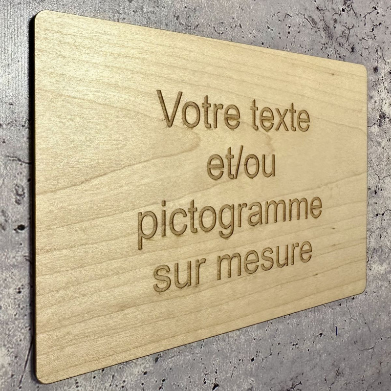 Plaque en bois gravé sur mesure 200mmx148mm