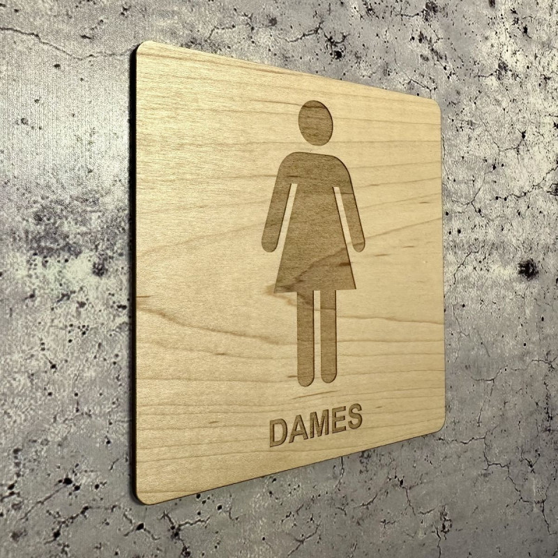 Plaque en bois toilettes dames en gravure