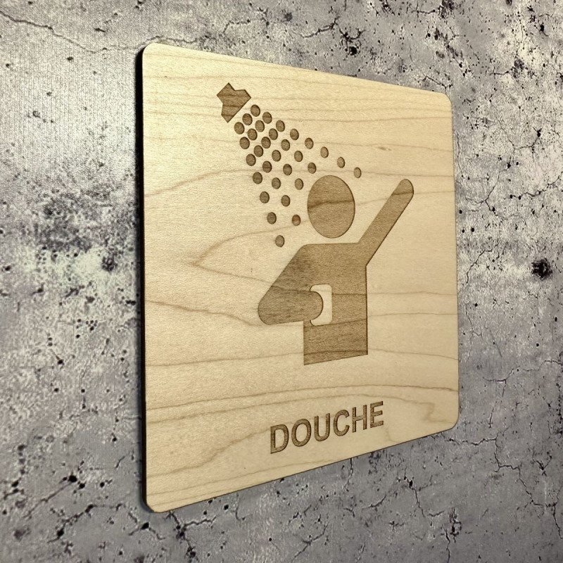 Plaque en bois gravure douche