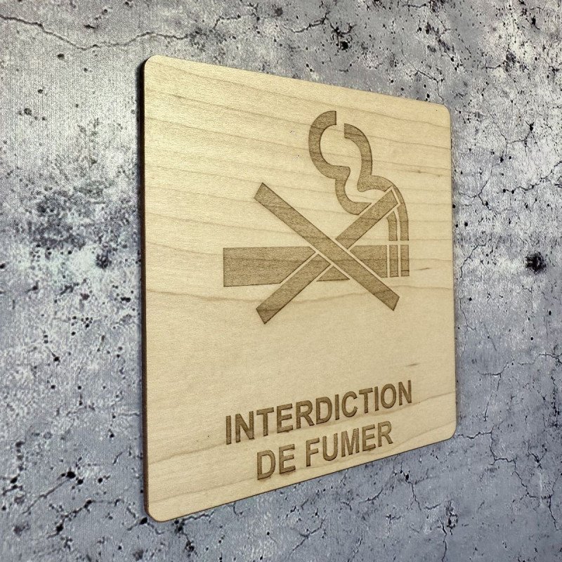 Plaque en bois gravée interdiction de fumer