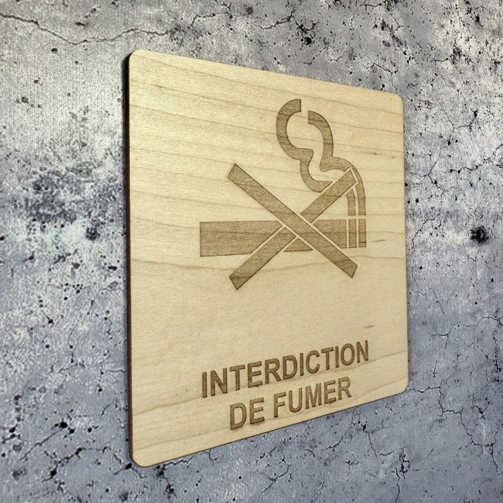 Plaque en bois gravée interdiction de fumer