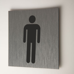 Plaque en métal brossé toilettes hommes