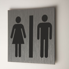 Plaque en métal brossé toilettes
