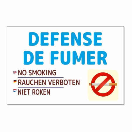 Panneau interdiction de fumer disponible en 4 couleurs
