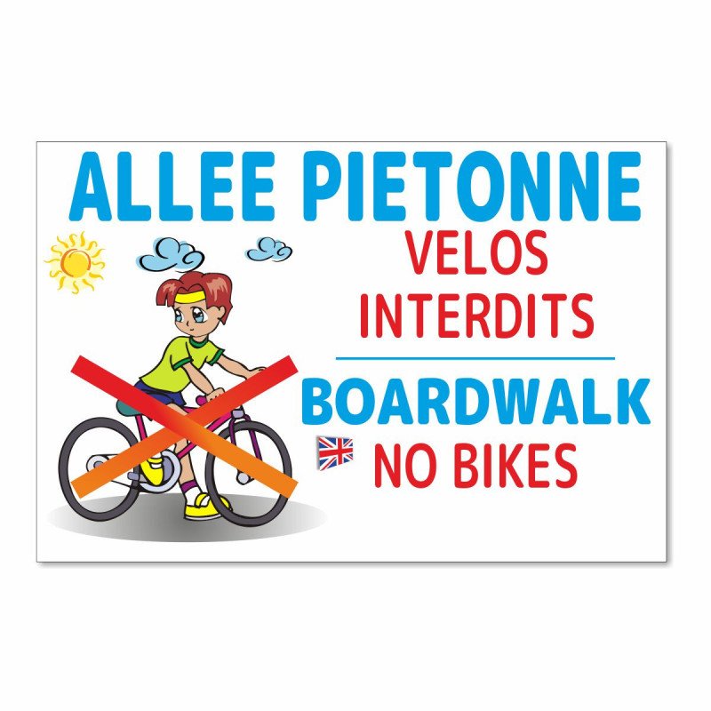 Panneau allée piétonne - vélos interdits en aluminium composite