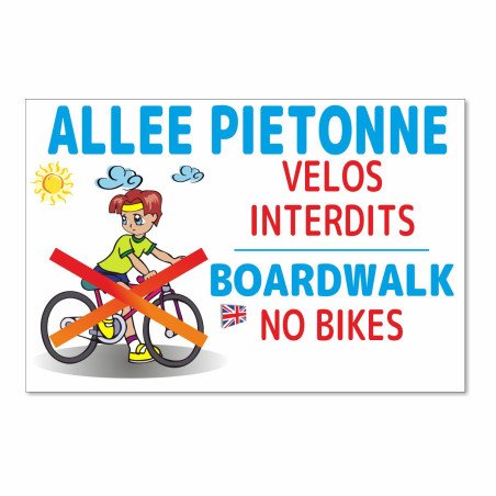 Panneau allée piétonne - vélos interdits en aluminium composite