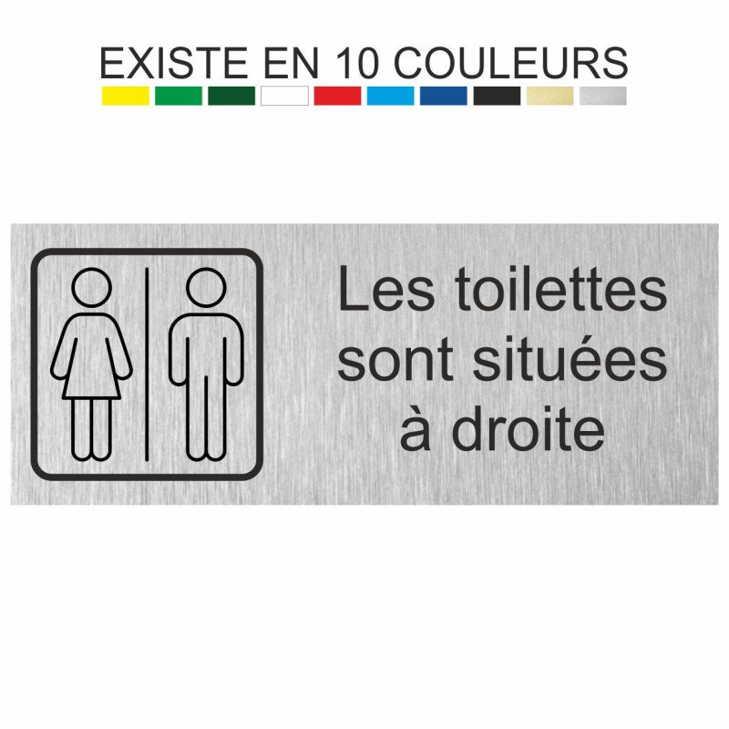 Plaque gravée les toilettes sont situées à droite